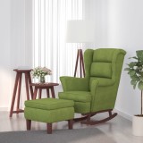 VidaXL Scaun balansoar picioare din lemn/taburet verde deschis catifea
