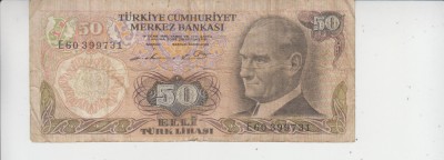 B11 11 - Bancnota foarte veche - Turcia - 50 lire foto