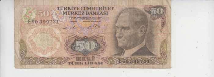 B11 11 - Bancnota foarte veche - Turcia - 50 lire