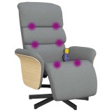 Cumpara ieftin Fotoliu rabatabil masaj cu suport picioare gri deschis textil