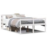 Cumpara ieftin Cadru de pat senior cu tablie, 120x200 cm, alb, lemn masiv pin