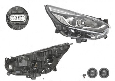 Far Ford S-Max, 10.2015-, fata, Dreapta, cu LED daytime running light; H7+H7+LED; electric; negru; cu motor; cu becuri; cu LED control unit; foto