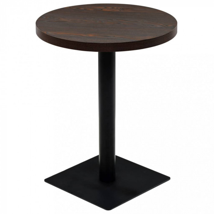 vidaXL Masă bistro, MDF și oțel, rotundă, 60x75 cm, Cenușiu &icirc;nchis