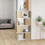 Bibliotecă/Separator cameră alb/stejar sonoma 60x24x124,5 cm