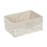 Cos de depozitare impletit, cu cadru metalic si captuseala textila, 24x16x11cm, Alb, CMCLASS