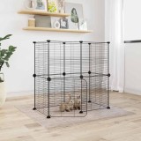 VidaXL Cușcă animale de companie cu ușă 12 panouri negru 35x35 cm oțel