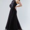 Rochie de dama lunga cu o singura maneca din tulle negru plisat Ofelia - M(38)