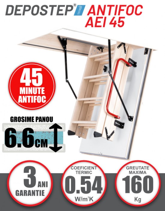 Scara pod antifoc DEPOSTEP AEI 45 rezistenta la foc 45 minute, H280