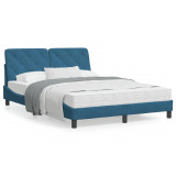 VidaXL Cadru de pat cu tăblie, albastru, 120x200 cm, catifea