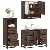Gossi set mobilier de baie, 3 piese, stejar maro, lemn prelucrat