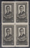 1951 LP 291-25 DE ANI DELA MOARTEA LUI PAVEL TCACENCO BLOC DE 4 TIMBRE MNH