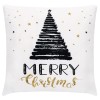 Fata de perna decorativa Merry Christmas, cu fermoar, 40 x 40 cm, poliester, alb