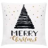 Cumpara ieftin Fata de perna decorativa Merry Christmas, cu fermoar, 40 x 40 cm, poliester, alb