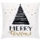 Fata de perna decorativa Merry Christmas, cu fermoar, 40 x 40 cm, poliester, alb