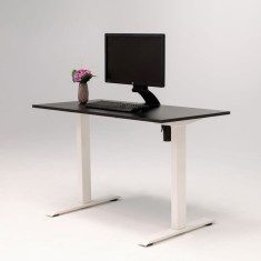 Birou reglabil electric IntelliFlex 2 motoare, controler digital cu memorie, sistem anticoliziune, cadru alb, blat negru 140x70 cm, nou