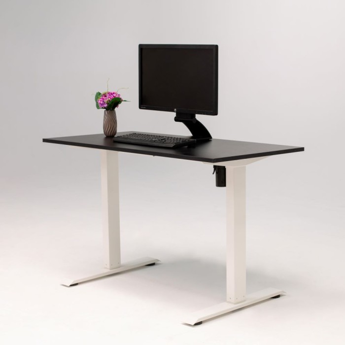 Birou reglabil electric IntelliFlex 2 motoare, controler digital cu memorie, sistem anticoliziune, cadru alb, blat negru 140x70 cm, nou