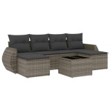 Cumpara ieftin Set canapele de gradina, 7 piese, cu perne, gri, poliratan