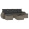 Set canapele de gradina, 7 piese, cu perne, gri, poliratan