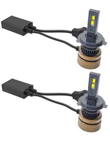 Set 2 leduri H4 H100 Canbus pentru far auto, putere 100W, luminozitate 15.000 Lm, 12V 6000k