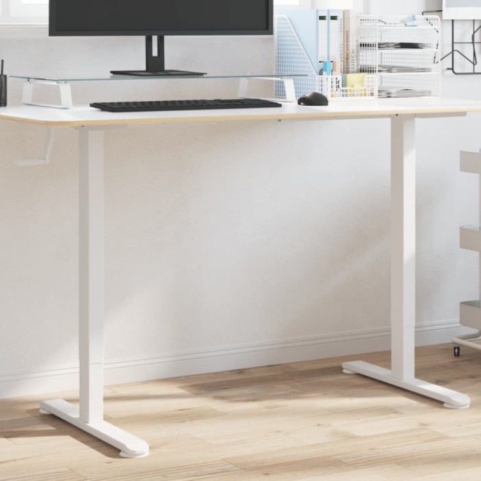 Gossi cadru birou de sine statator alb, (94-135)x60x(70-114) cm, otel