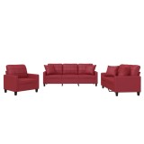 Cumpara ieftin Set de canapele cu perne, 2 piese, rosu vin, piele ecologica