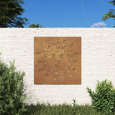 Decor perete de gradina 55x55 cm design soare otel Corten GartenMobel Dekor foto