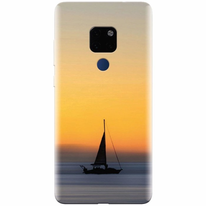 Husa silicon pentru Huawei Mate 20, Wind Sail Boat Ocean Sunset