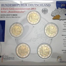 GERMANIA 2013 - 5 x 2 euro comemorativ -Kloster Maulbronn -A,D,F,G,J -blister/BU