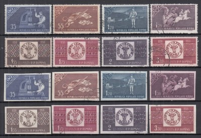 ROMANIA 1958 LP 463 LP 463 a CENTENARUL MARCII POSTALE ROMANESTI DANTELAT+NEDANTELAT SERII STAMPILATE foto