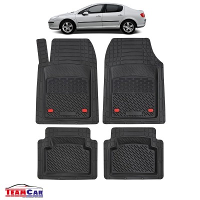 Covorase Auto TeamCar&amp;reg; Tip Tavita Compatibile Peugeot 407 Sedan (2004-2010) Negru Material Rezistent foto