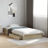 VidaXL Cadru de pat cu sertare stejar sonoma 75x190 cm lemn prelucrat