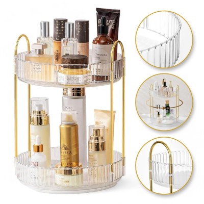 Organizator rotativ pentru produse cosmetice pe doua nivele foto