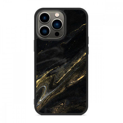 Husa iPhone 13 Pro Max - Skino Gold Dust, Negru - Auriu foto