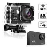 Camera video sport ZYTEQ&reg;️ K20, WI-FI, 4K Ultra HD, 16 Megapixel, 30fps, ecran LCD de 2 inch, carcasa Waterproof, inregistrari video sport, neagra, Card de memorie