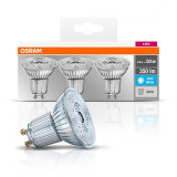 Set 3 becuri Led GU10, 4,3W, 350 lumeni, lumina neutra(4000K), OSRAM