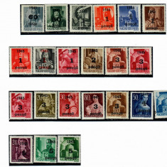 Ardealul de Nord 1945 serie completa 22 timbre Oradea I tip I MNH cu atest