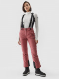 Pantaloni de schi cu bretele membrana 8000 pentru femei - roz, 4F Sportswear