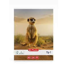 Caiet A5 matematica Tip 1 , 24 file, Herlitz, coperta suricata