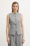 Samsoe Samsoe vestă SARUMA culoarea gri, un singur r&acirc;nd de nasturi, F25200048
