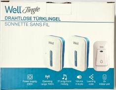 Sonerie Wireless cu 2 Receptoare Well &ndash; 150m Rază, 45 Melodii, Montaj Rapid fără Fire