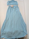 Cumpara ieftin Set vestimentar dama IWEMEK din doua piese, top bandeau si fusta lunga, marimea S, albastru - OUTLET