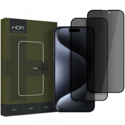 Folie de protectie Ecran Privacy HOFI Glass PRO+ pentru Apple iPhone 16 Pro Max, Sticla Securizata, Full Glue, Set 2 bucati, 2.5D foto