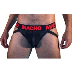 Bikini Suspensor Jock Macho, Negru/Rosu, XL