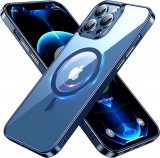 Husa Luxury MagSafe compatibila cu iPhone 11, Full protection, Margini colorate, Albastru inchis, Oem