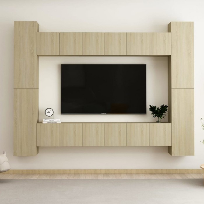 vidaXL Set de dulapuri TV, 10 piese, stejar sonoma, lemn prelucrat 3078967