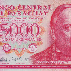 Bancnota Paraguay 5.000 Guaranies 2017 - P234 UNC ( polimer )