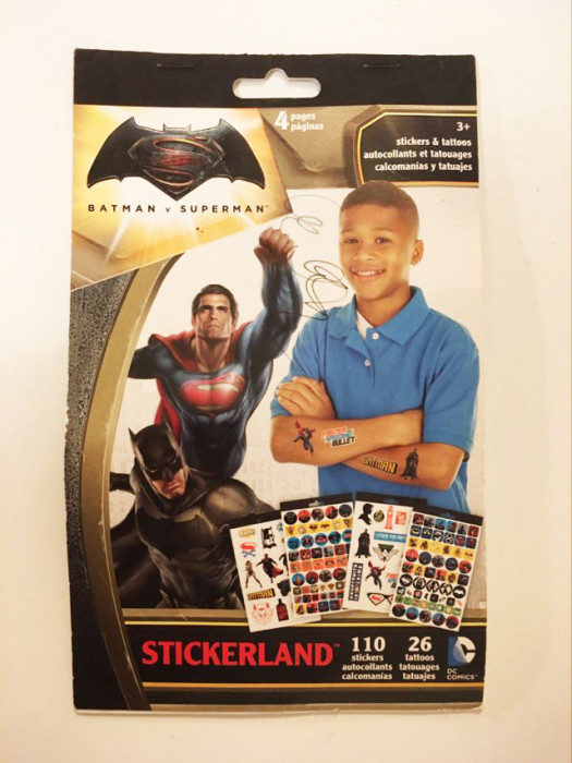 * Lot stickere Batman Superman Stickerland - 4 coli, 110 stickers, 26 tatuaje