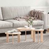 vidaXL Masă Cafea 3 Bucăți Lemn Pin Natural 47.5cm Rotundă Rustic
