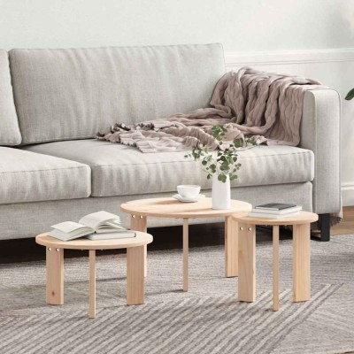 vidaXL Masă de cafea 3 pcs natural 47.5 x 47.5 x 27 cm 873562 foto