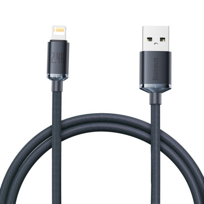 Cablu De Date De &amp;icirc;ncărcare Rapidă Din Seria Baseus Crystal Shine USB Tip A La Lightning 2,4A 1,2m Negru (CAJY000001) foto